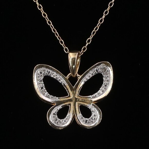 GENUINE DIAMOND Pendant Necklace  Sterling  Silver 925 w 14K Gold Plating by PAJ - Picture 1 of 9